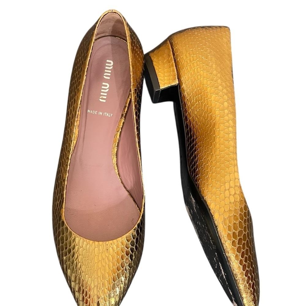 Miu Miu snake gold leather sandals size 37 1/2 - Picture 3 of 12